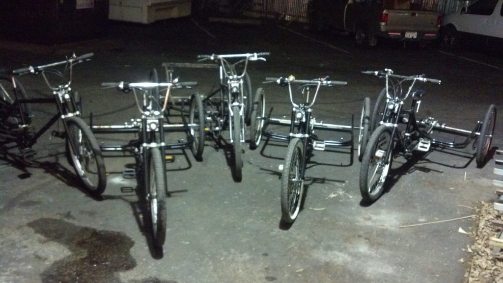 Refurbished and tuned up Tipke pedicabs that laid the groundwork for what would become Precision Pedicabs. 